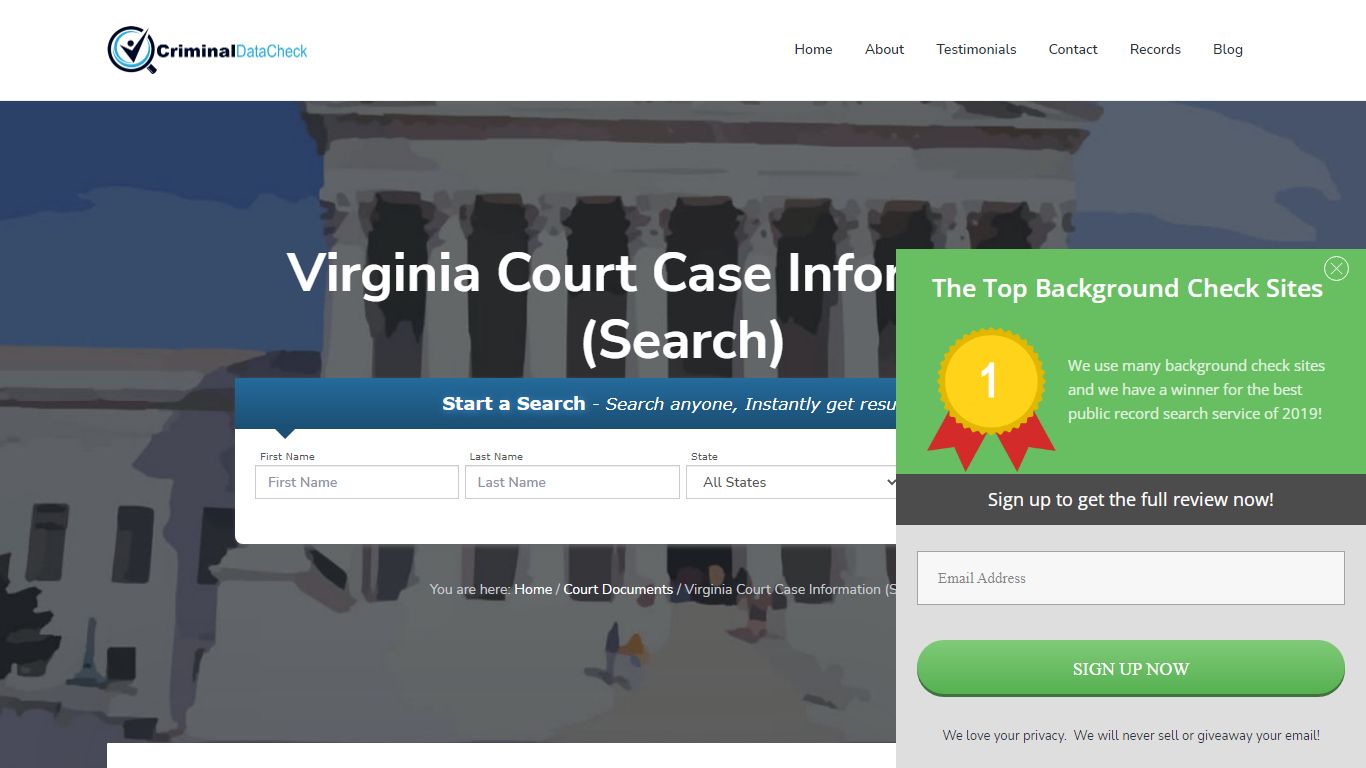 Virginia Court Case Information (Search) - Criminal Data Check