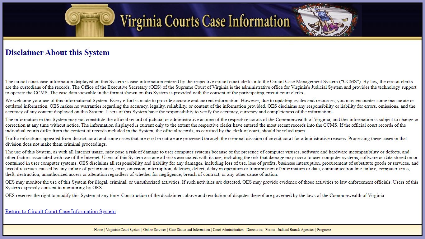 Virginia Courts Case Information (Circuit)